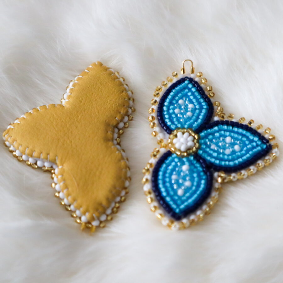 Blue & Gold Half Floral Earrings