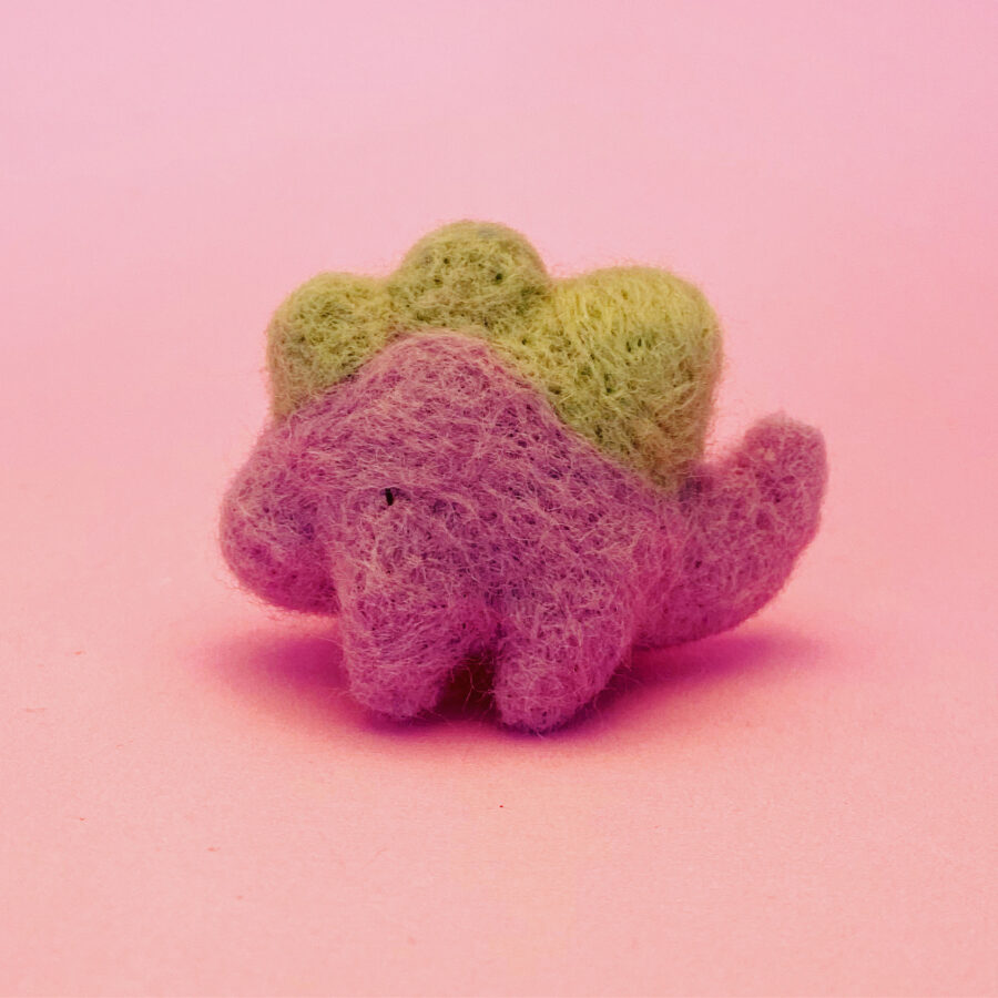 Needle felted purple and green d dinosaur