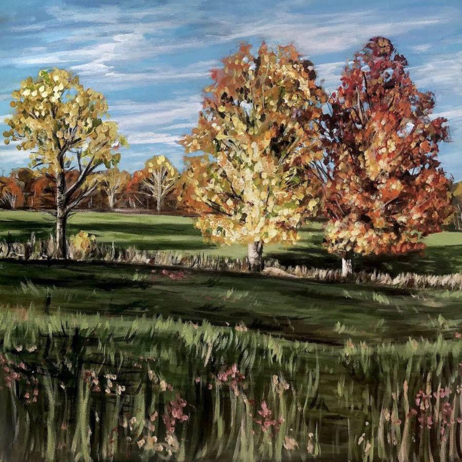 “Autumn Illumination”, 24x24 inches, mixed media on canvas