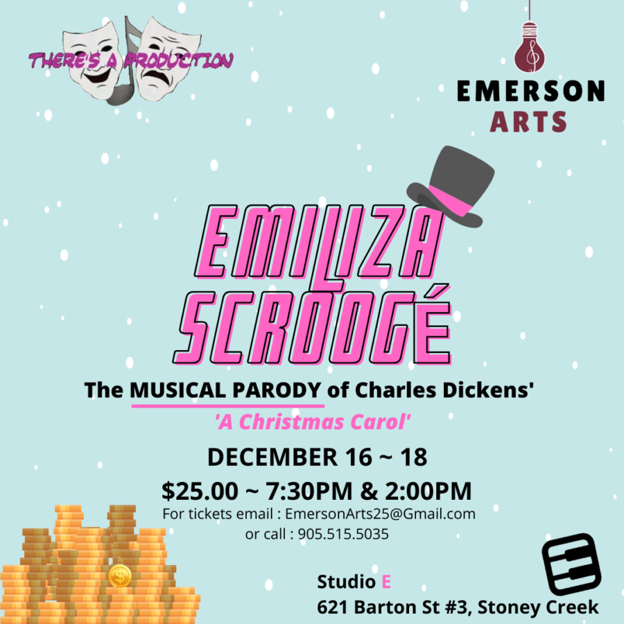 Emerson Arts first musical, written and produced by Mason M. He is also a featured cast member playing the ghost of Christmas future. 