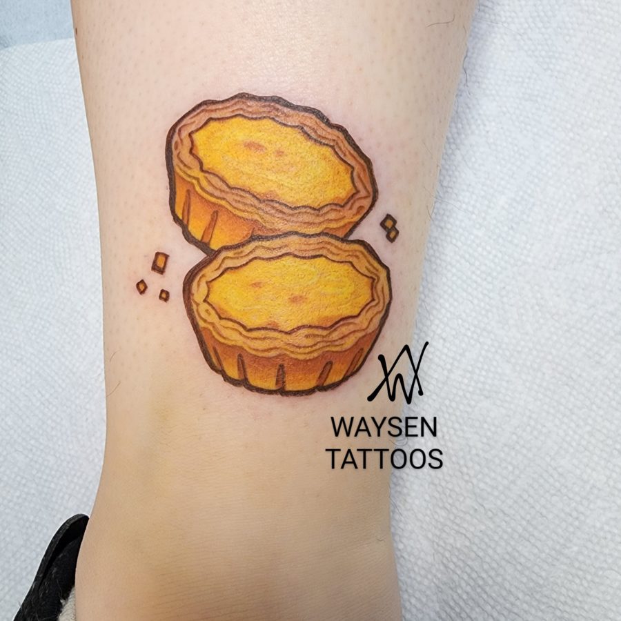 Tattoo of two egg tart