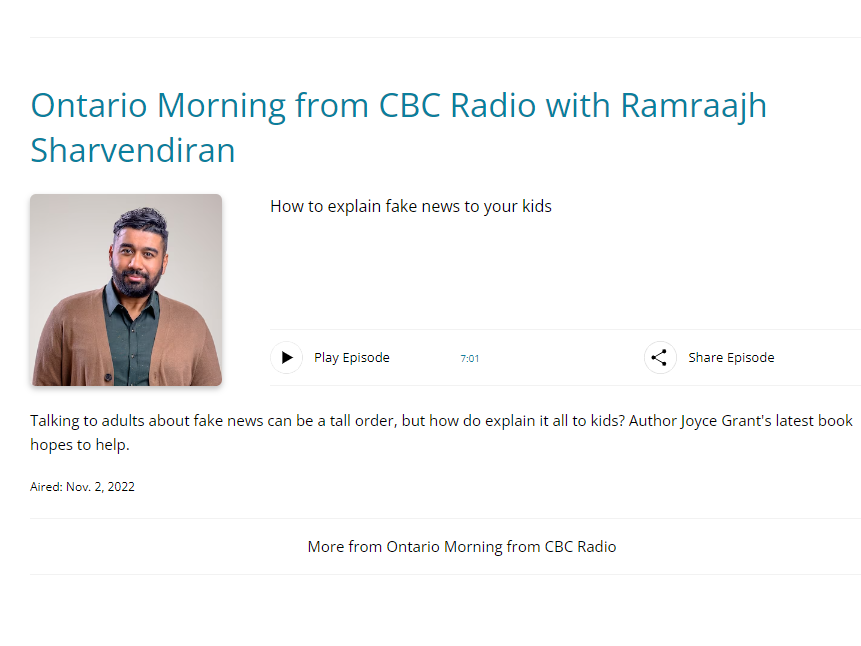 Screenshot from interview with Joyce Grant and Ontario Morning host Ramraajh Sharvendiran