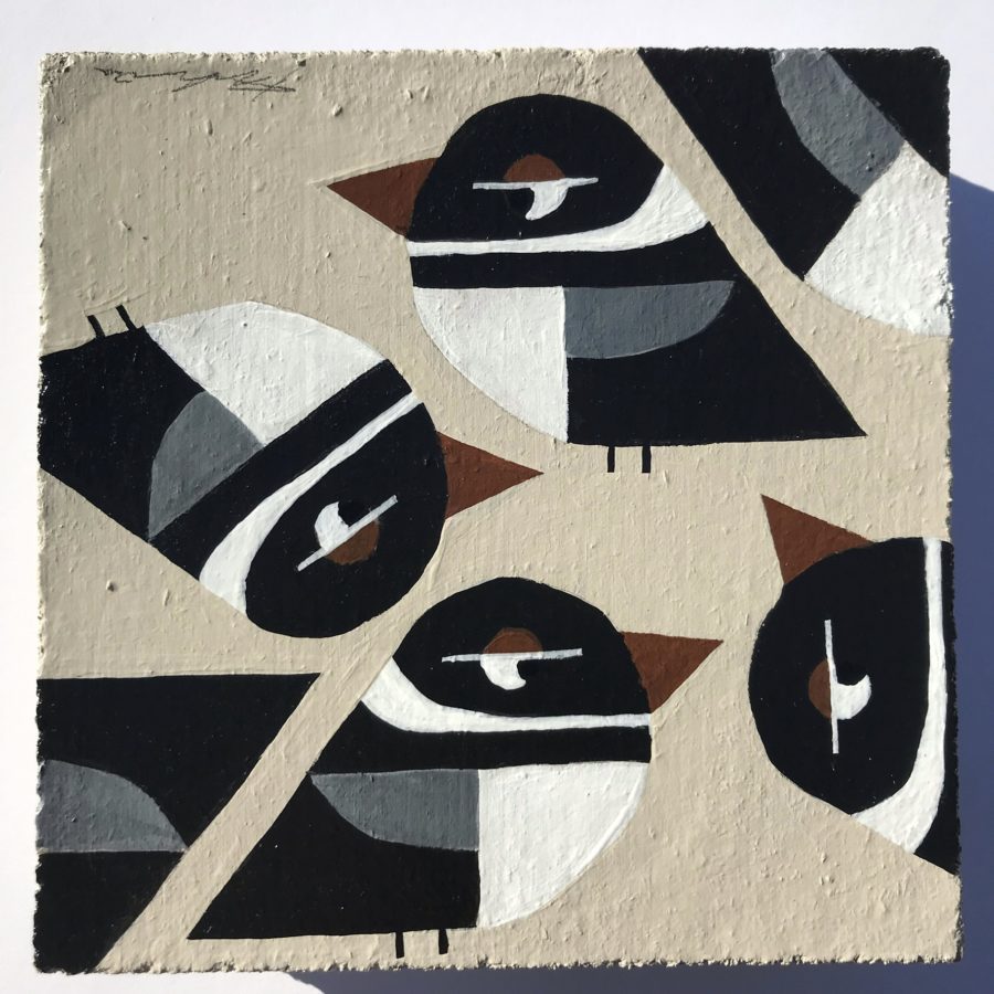 Chickadee Chickadee, 5.25x5.25” acrylic on recycled block 