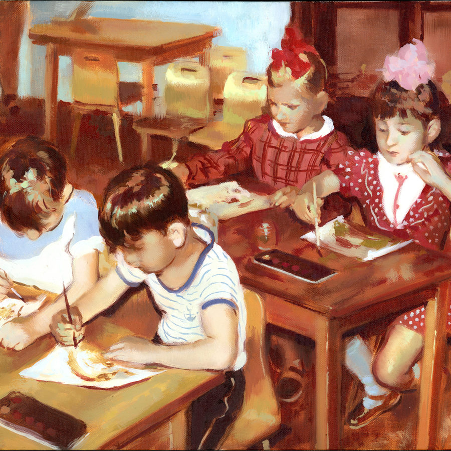 Classroom, 18x24, oil on canvas, 2023.