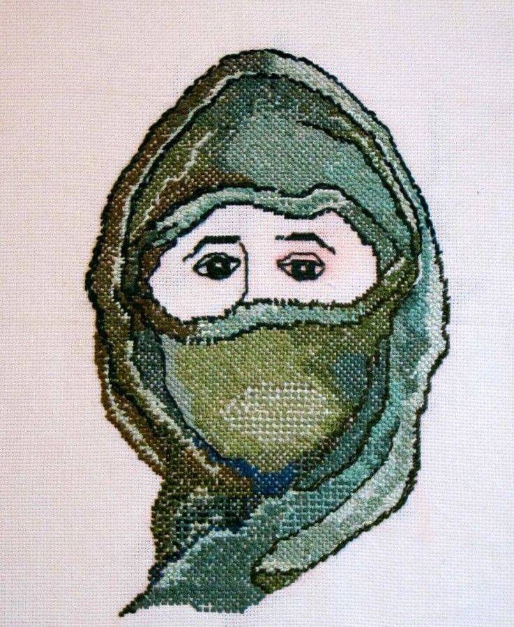 Speak to Me with Thine Eyes: Embroidery on Aida cloth, 10