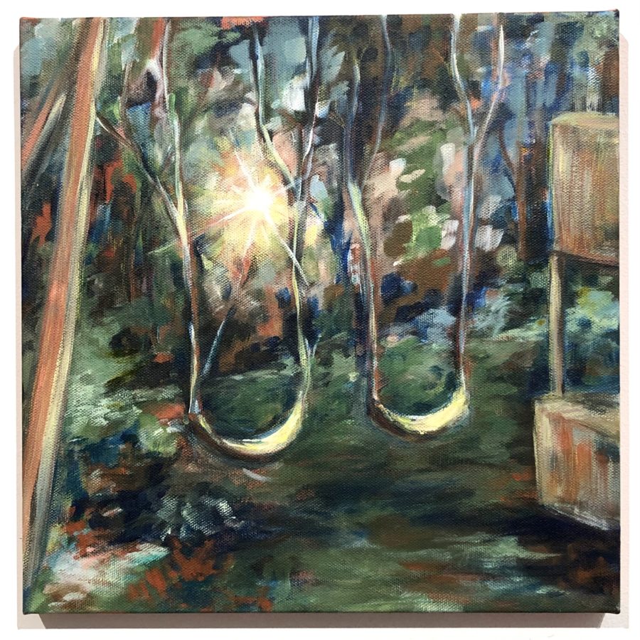 painting of a swingset