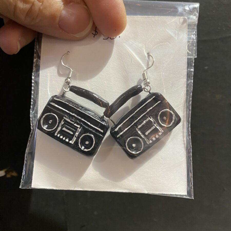 Hand sculpted boombox earrings 
