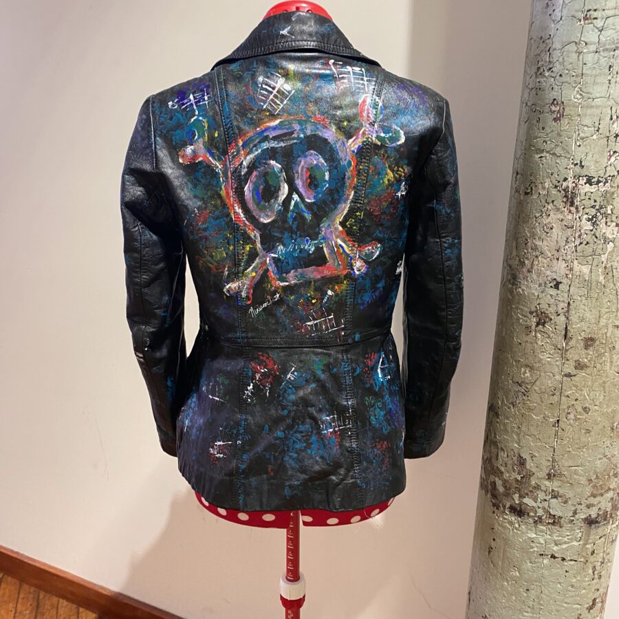 Free hand painted leather jacket 