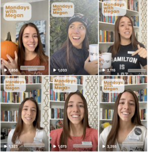 Screenshots of the video series, Mondays with Megan, on HAC's Instagram.