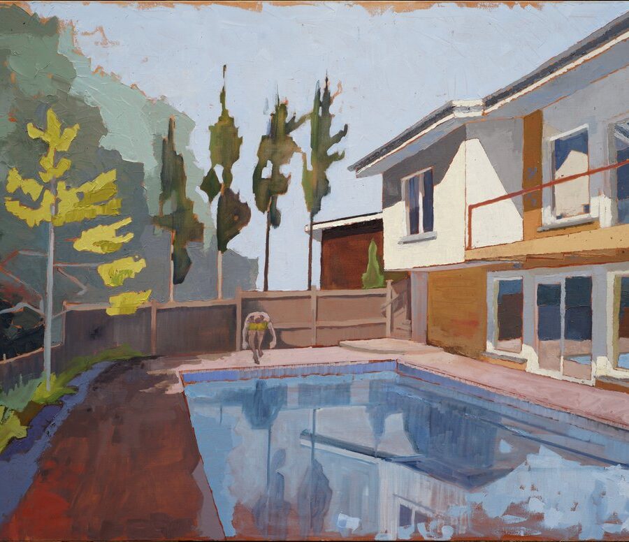 Backyard Swimming Pool, 2022, Oil on Canvas 36x48 