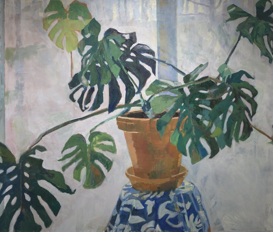 Monstera in Winter Window, 2023, Oil on Canvas 36x48
