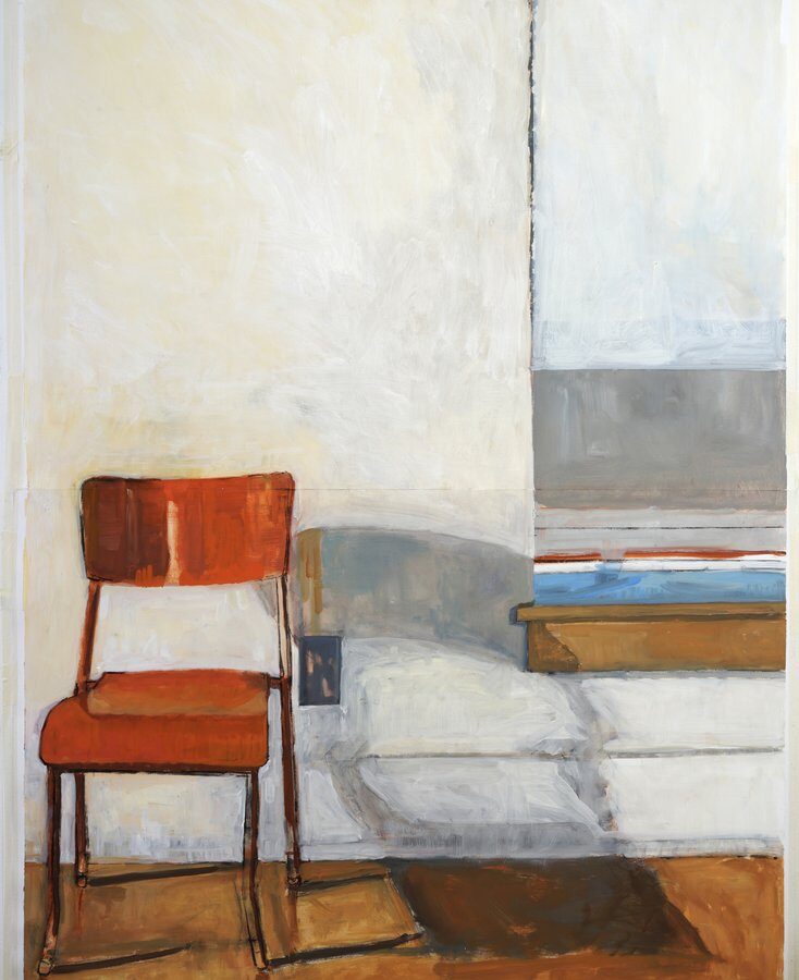 Chair and Window 1, 2021, Oil on Paper 74x40