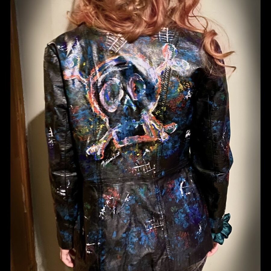 Hand Painted Leather Coat - acrylic leather paints.