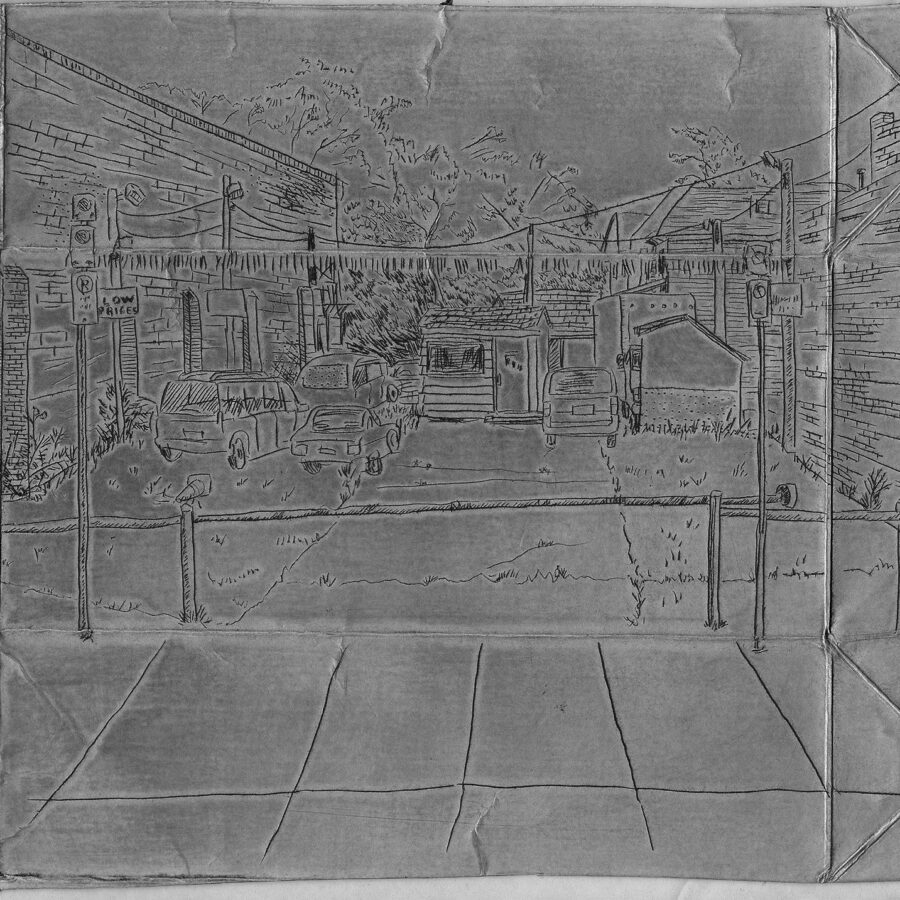 935 King Street East - Demolished for LRT Construction, Drypoint on tetra pack plate